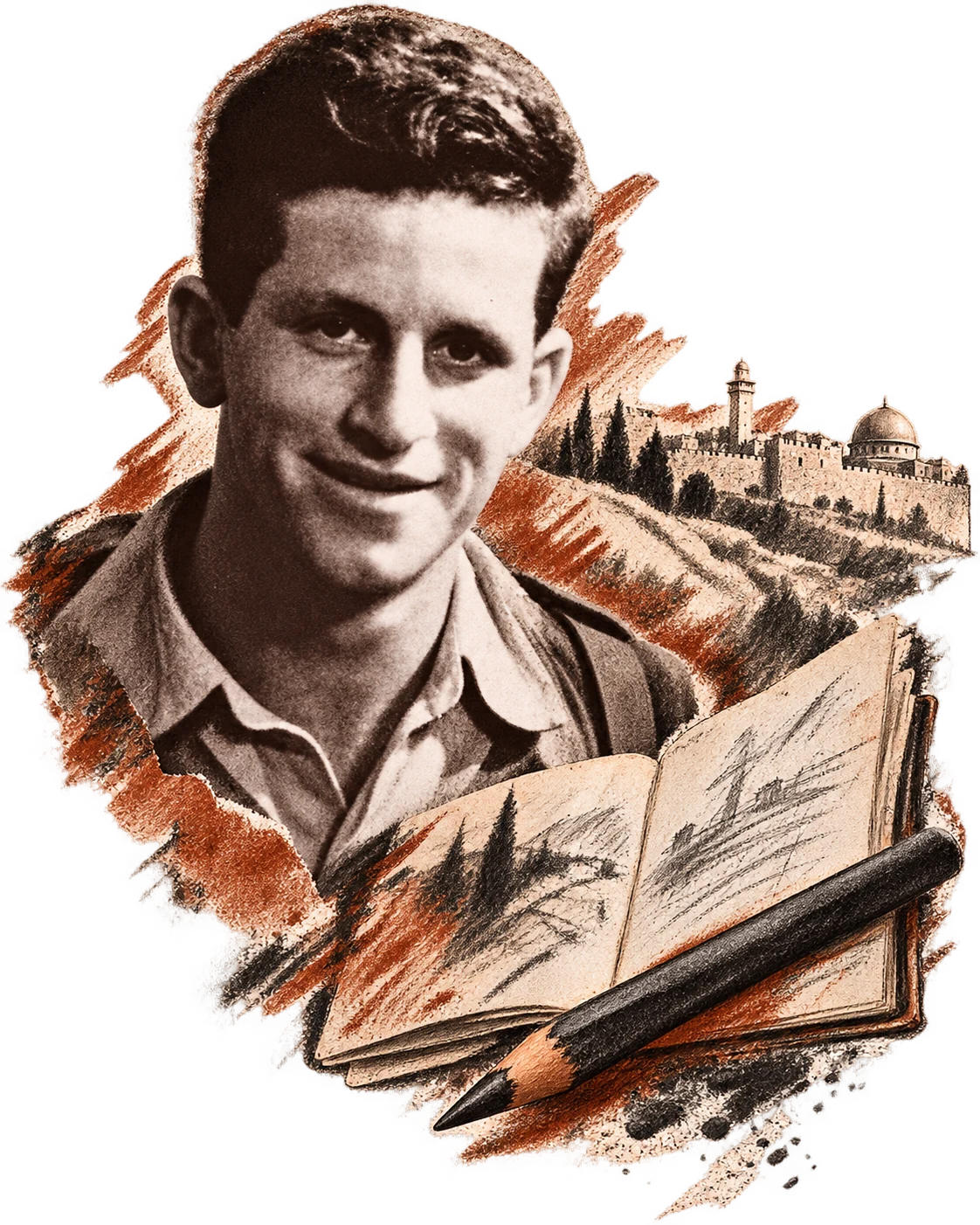 קולאז׳ בהשראת הסיפור על אהרן (ג'ימי) שמי