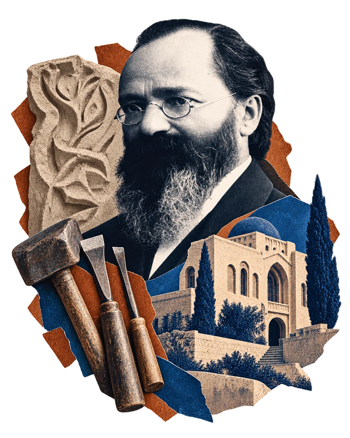 קולאז׳ בהשראת הסיפור על בוריס שץ