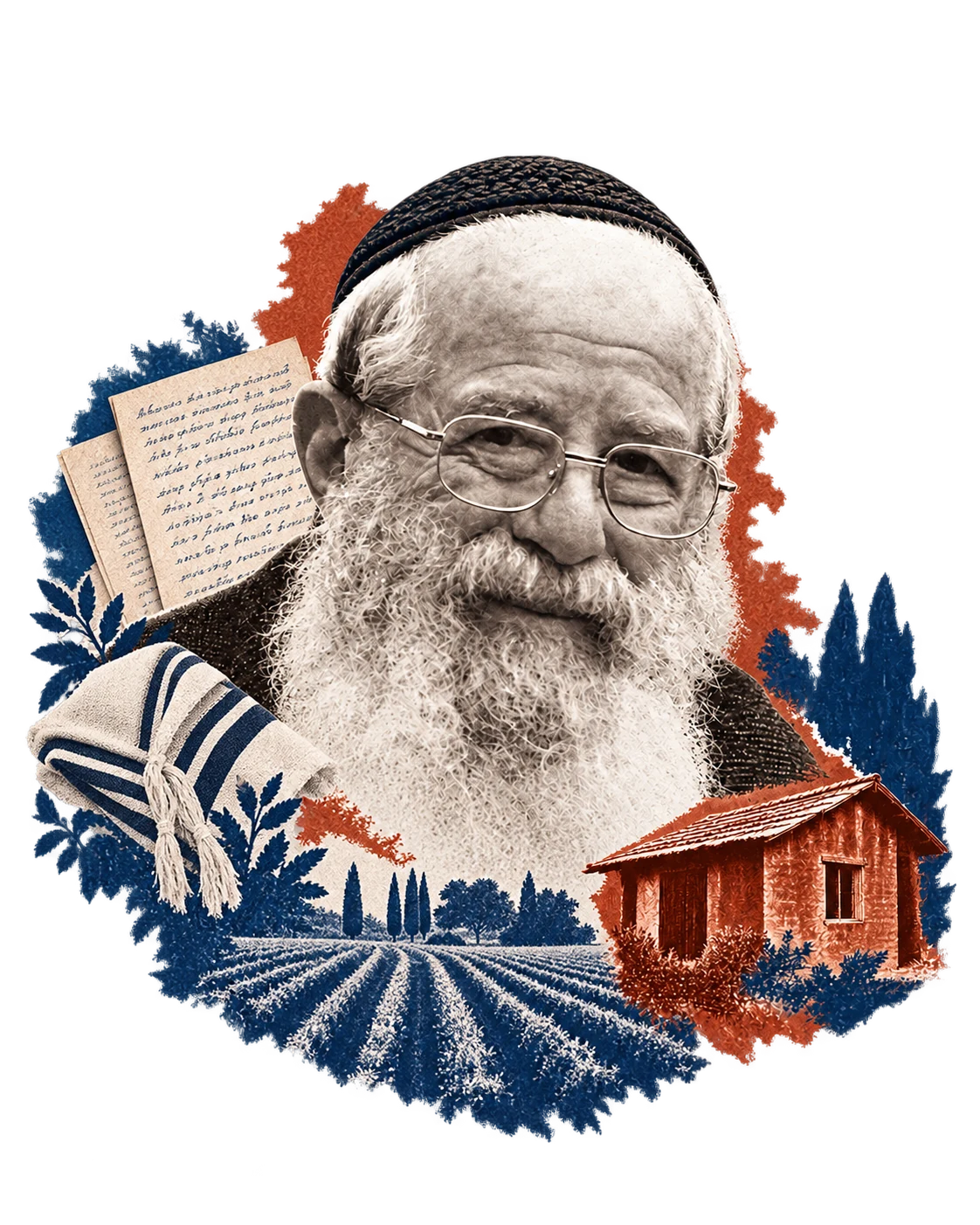 קולאז׳ בהשראת הסיפור על הרב ישראל פרידמן בן-שלום