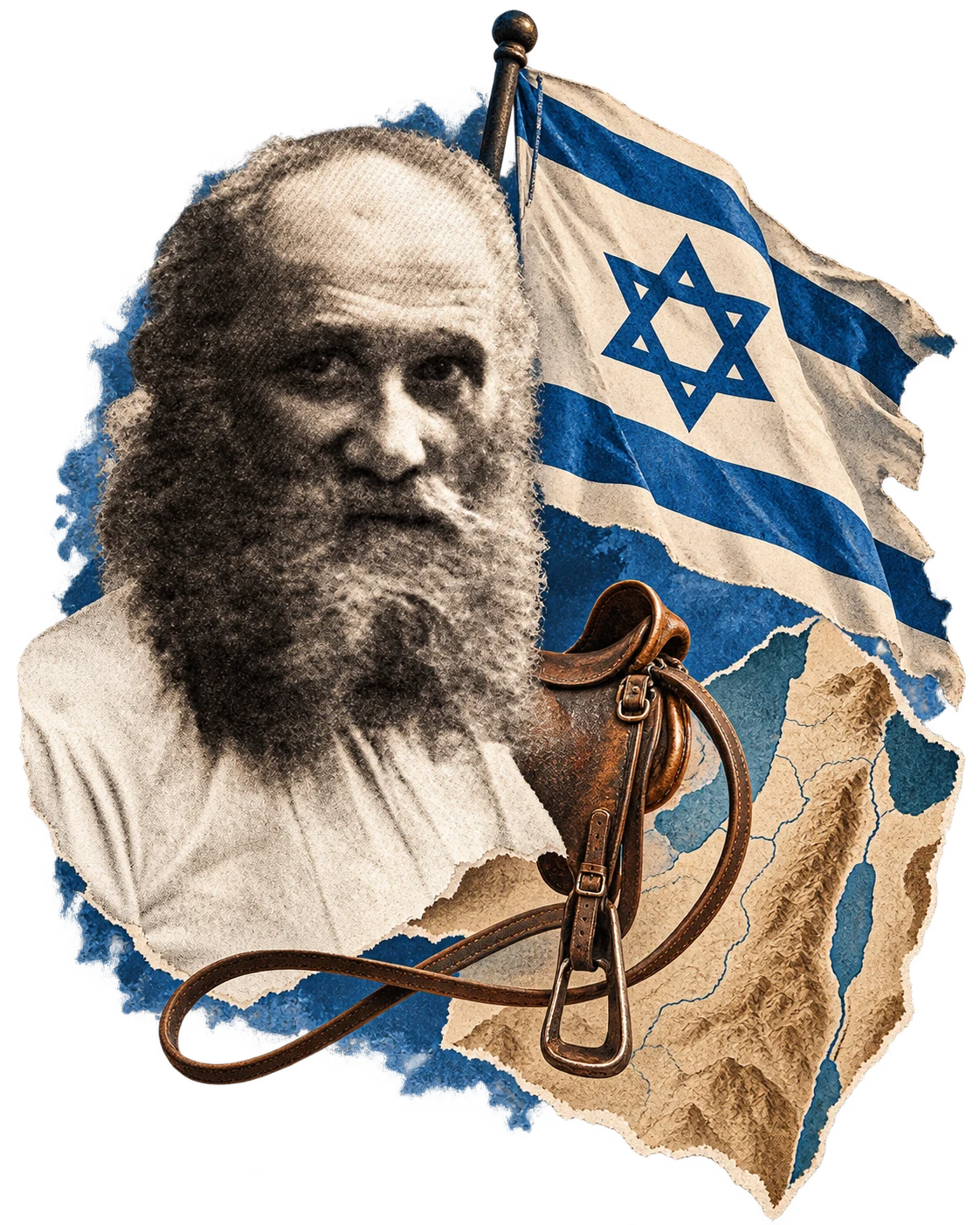 קולאז׳ בהשראת הסיפור על מיכאל הלפרן