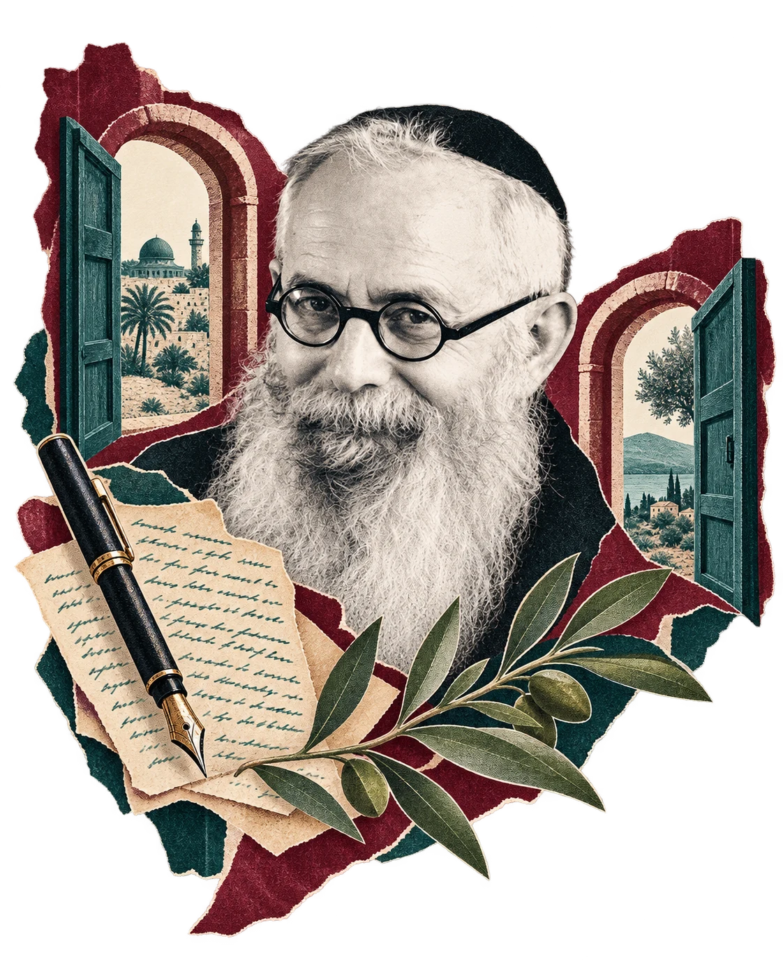 קולאז׳ בהשראת הסיפור על ר' בנימין (יהושע רדלר-פלדמן)