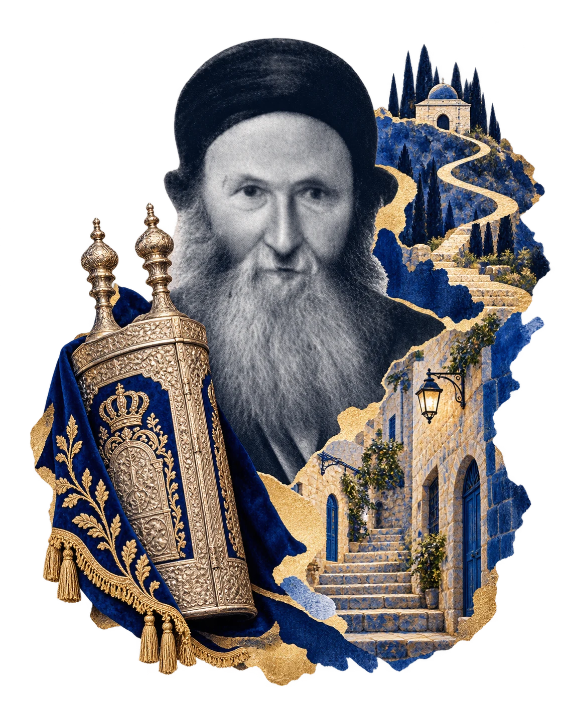 קולאז׳ בהשראת הסיפור על שמואל עבו
